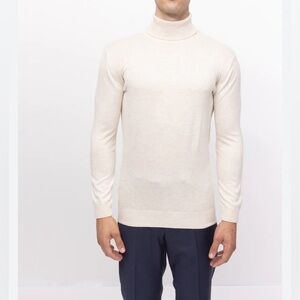 Ron Tomson N° 6186 Roll Neck Beige Knit Long Sleeve Sweater Size Large NWT